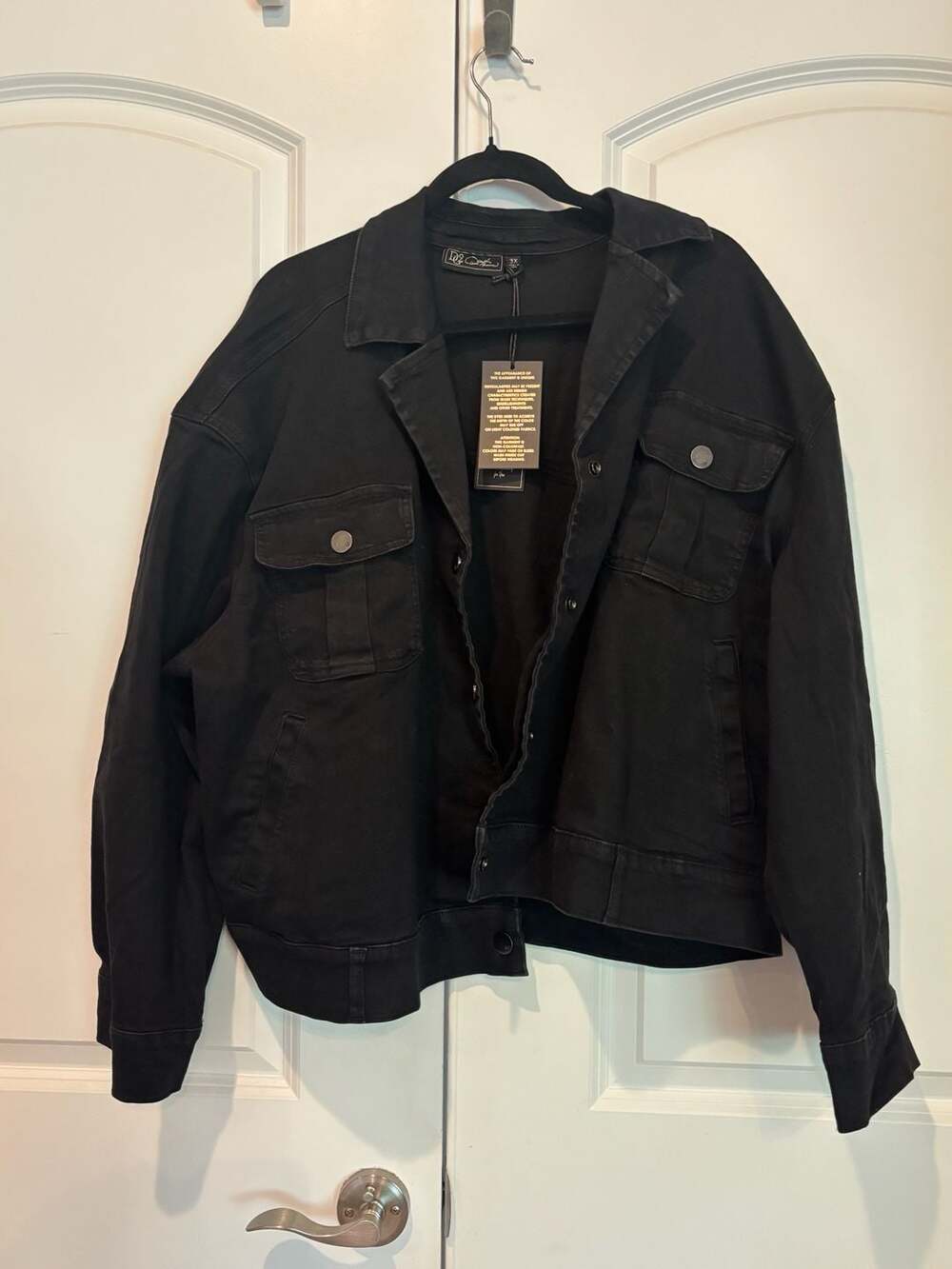 D2D Leslie Avenue Black Denim Trucker Jacket Size 3X